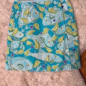 Lilly Pulitzer Blue and Green Fish Print Skirt